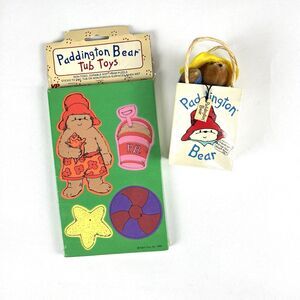 EDEN Paddington Bear VTG Bath Tub Puzzle 80s 90s Mini Jointed Figure Bag Korea